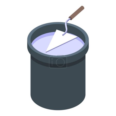 Illustration for Mortar bucket icon isometric vector. Home renovation. New loan - Royalty Free Image