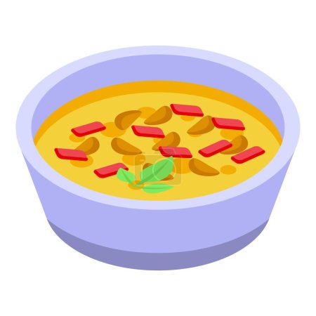 Téléchargez les illustrations : Icône de soupe de soja vecteur isométrique. Nutrition bio. Alimentation santé - en licence libre de droit