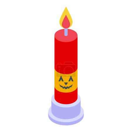 Téléchargez les illustrations : Halloween brûlant icône de bougie vecteur isométrique. Un fêtard. Costume de carnaval - en licence libre de droit