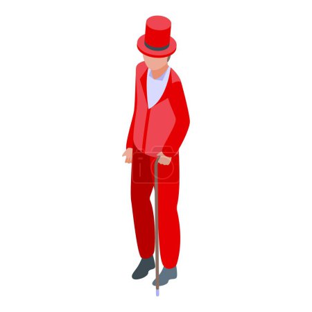 Téléchargez les illustrations : Costume de carnaval rouge icône vecteur isométrique. Enfant Halloween. Festival vestimentaire - en licence libre de droit