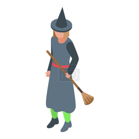 Téléchargez les illustrations : Icône costume de sorcière vecteur isométrique. Fête d'Halloween. Gens du festival - en licence libre de droit