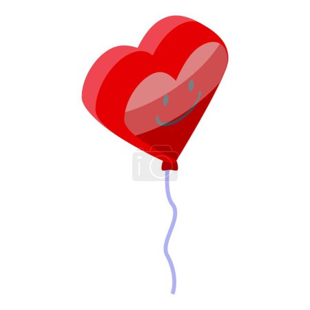 Ilustración de Icono del globo rojo del corazón vector isométrico. Vendedor de tienda. Circo de atracciones - Imagen libre de derechos