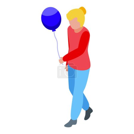 Ilustración de Mujer globo vendedor icono vector isométrico. Tienda del parque. Venta de carnaval - Imagen libre de derechos
