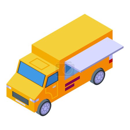 Ilustración de Algodón caramelo camión icono vector isométrico. Puesto de comida. Azúcar vendedor - Imagen libre de derechos