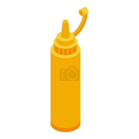 Illustration for Mustard bottle sauce icon isometric vector. Hot dog. Food seller - Royalty Free Image