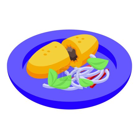 Ilustración de Banana alimento icono vector isométrico. Cocina de pollo. Cena de arroz - Imagen libre de derechos