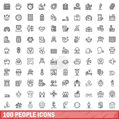 Illustration for 100 people icons set. Outline illustration of 100 people icons vector set isolated on white background - Royalty Free Image