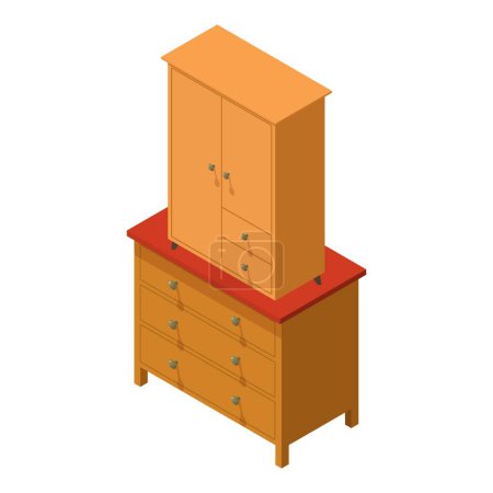 Illustration for Wooden furniture icon isometric vector. New modern locker on dresser icon. Classic interior, dressing room furniture - Royalty Free Image