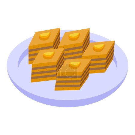 Ilustración de Azerbaiyán icono de la torta vector isométrico. Comida miel. Menú plato - Imagen libre de derechos