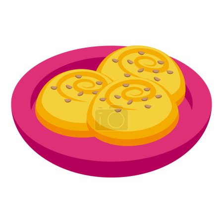Ilustración de Icono de panadería vector isométrico. Pastel de comida. Menú plato - Imagen libre de derechos