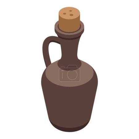 Ilustración de Icono de jarra de vino vector isométrico. Pan de comida. Menú plato - Imagen libre de derechos