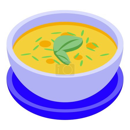 Ilustración de Icono de sopa de frijol vector isométrico. Comida pilaf. Menú plato - Imagen libre de derechos