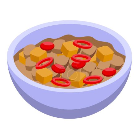 Ilustración de Ensalada icono de alimentos vector isométrico. Comida de Azerbaiyán. Menú de pan - Imagen libre de derechos