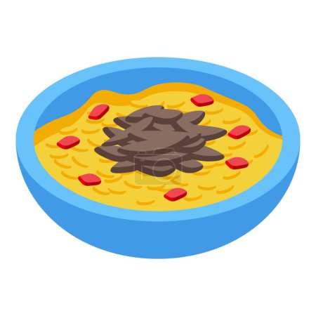 Ilustración de Icono de alimento de arroz vector isométrico. Pan de pastel. Cocina de comidas - Imagen libre de derechos