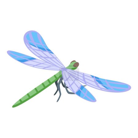 Téléchargez les illustrations : Mignon icône de bug vecteur isométrique. Insecte des ailes. Macro mouche - en licence libre de droit