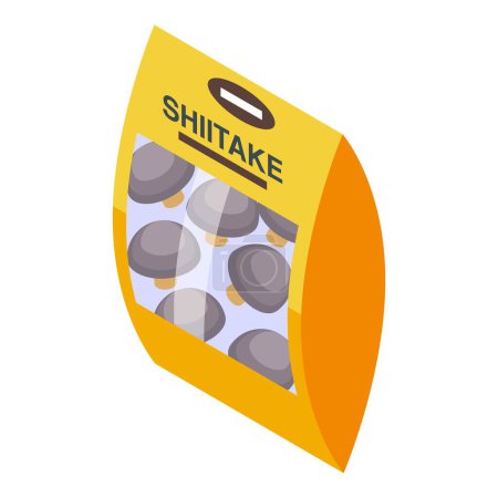 Illustration for Shiitake pack icon isometric vector. Mushroom food. Fungi shitake - Royalty Free Image