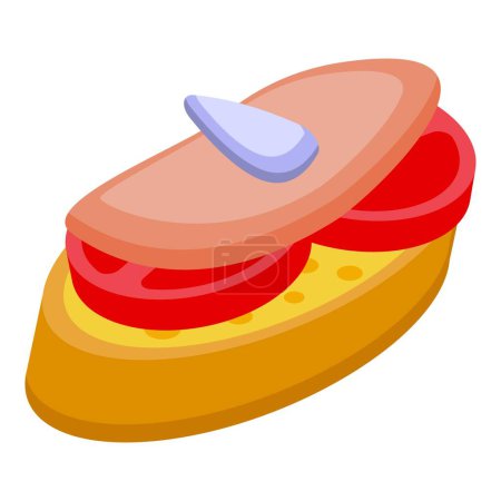 Ilustración de Icono de sándwich de paté vector isométrico. Placa de foie. Comida de pato - Imagen libre de derechos