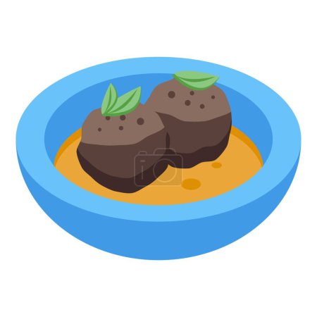 Illustration for Meat balls icon isometric vector. Duck food. Cuisine gras - Royalty Free Image