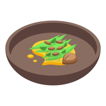Téléchargez les illustrations : Icône de salade de noix vecteur isométrique. De la nourriture balkanique. Sauce pour dîner - en licence libre de droit