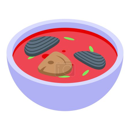 Téléchargez les illustrations : Icône de soupe rouge vecteur isométrique. De la nourriture balkanique. Sauce pour dîner - en licence libre de droit