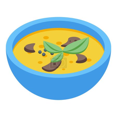 Téléchargez les illustrations : Icône de soupe de haricots vecteur isométrique. De la nourriture au fromage. Sauce pour dîner - en licence libre de droit