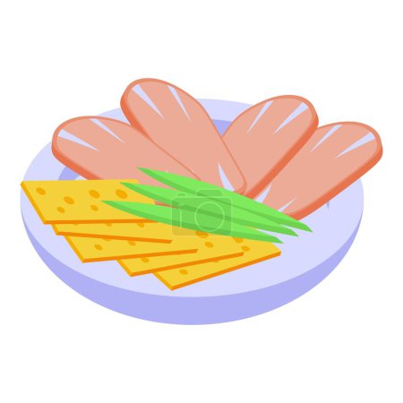 Téléchargez les illustrations : Icône de menu viande vecteur isométrique. Restauration. Cuisine gastronomique - en licence libre de droit