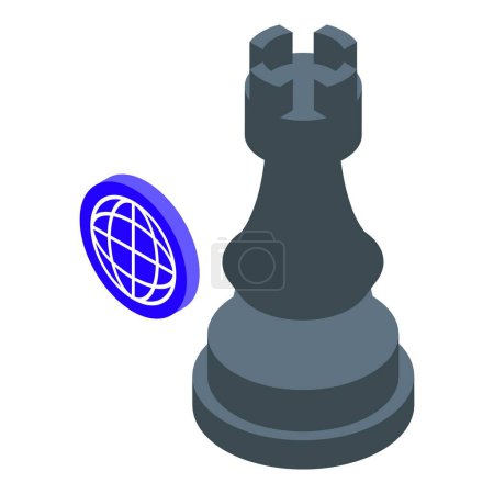 Illustration for Chess icon isometric vector. Online game. Board story - Royalty Free Image