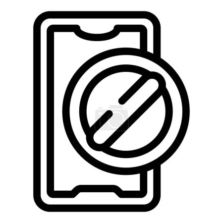 Ilustración de Ningún icono de teléfono inteligente contorno vector. Medios digitales. Internet móvil - Imagen libre de derechos