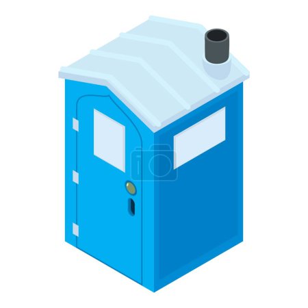 Illustration for Bio toilet icon isometric vector. New freestanding blue closed bio toilet icon. Portable biotoilet, environmental care - Royalty Free Image