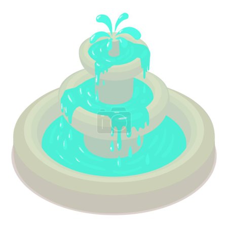 Street fountain icon isometric vector. Beautiful outdoor working marble fountain. Decorative construction