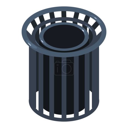 Straße Urne Symbol isometrischen Vektor. Neue schwarze, leer stehende runde Urne aus Metall. Mülltrennung, ökologisches Konzept