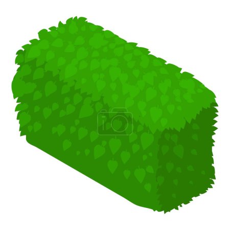 Hedge icon isometric vector. Natural green hedgerow rectangular shaped icon. Gardening, landscaping element