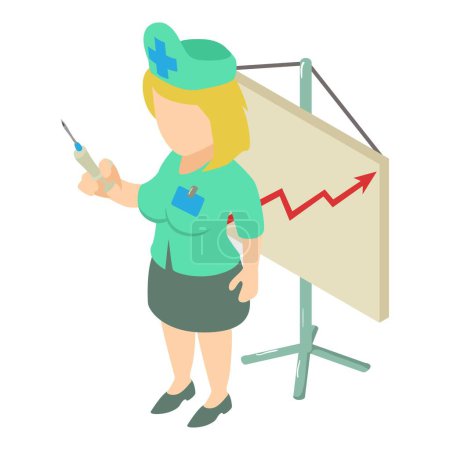 Vaccination icon isometric vector. Nurse with syringe and vaccination schedule. Medicine and healthcare concept