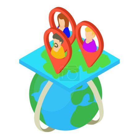 Illustration for Demography concept icon isometric vector. People of different gender on planet. World population day - Royalty Free Image