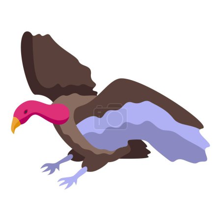 Illustration for Evil bird icon isometric vector. Vulture animal. Nature wings - Royalty Free Image