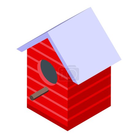 Téléchargez les illustrations : Oiseau corbeau icône de maison vecteur isométrique. Plume de corbeau. Oiseau naturel - en licence libre de droit