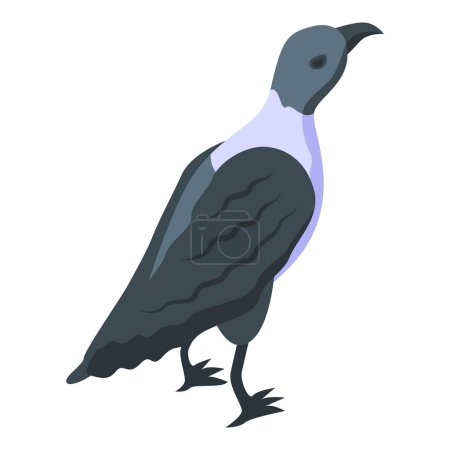 Téléchargez les illustrations : Jeune icône corbeau vecteur isométrique. Oiseau corbeau. Mouche à bec - en licence libre de droit
