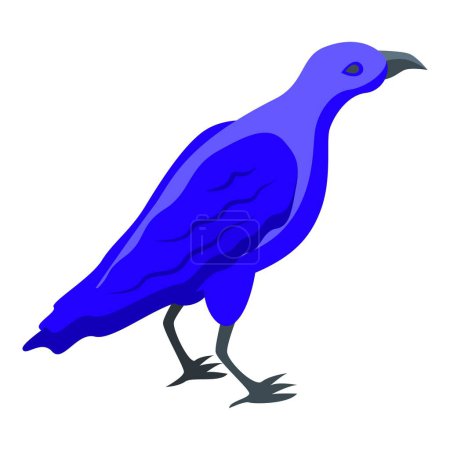 Téléchargez les illustrations : Icône corbeau bleu vecteur isométrique. Un oiseau corbeau. Mouche nature - en licence libre de droit