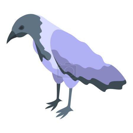 Téléchargez les illustrations : Icône corbeau noir blanc vecteur isométrique. Un oiseau corbeau. Nature animal - en licence libre de droit