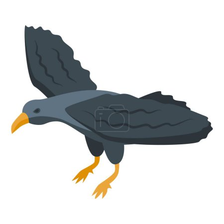 Téléchargez les illustrations : Icône corbeau foncé vecteur isométrique. Oiseau corbeau. Corbeau d'aile - en licence libre de droit