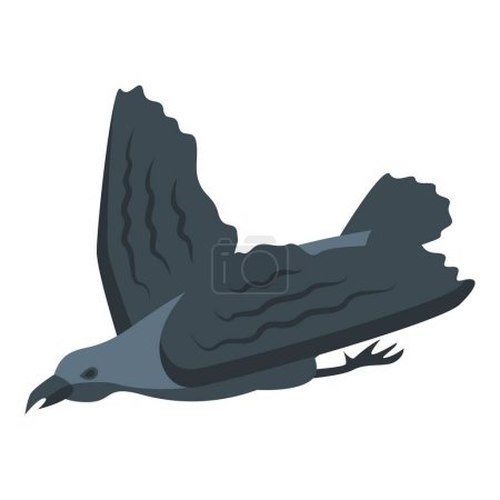 Illustration for Flying bird icon isometric vector. Raven feather. Nature horror - Royalty Free Image
