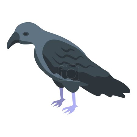 Téléchargez les illustrations : Icône corbeau vecteur isométrique. Corbeau d'oiseau. Nature animal - en licence libre de droit