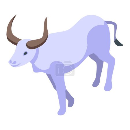 Illustration for White buffalo icon isometric vector. American bison. Animal indian - Royalty Free Image