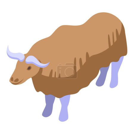 Illustration for Big hair bison icon isometric vector. American buffalo. Canada mascot - Royalty Free Image