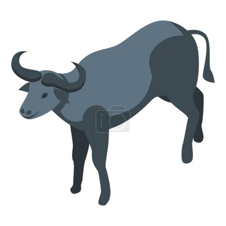 Illustration for Black buffalo icon isometric vector. American bison. Water wild - Royalty Free Image