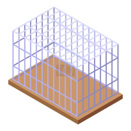Téléchargez les illustrations : Icône de cage Hyena vecteur isométrique. Un animal sauvage. Loup de la nature - en licence libre de droit