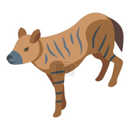 Téléchargez les illustrations : Icône de chien rayé vecteur isométrique. Hyène animale. Nature asiatique - en licence libre de droit