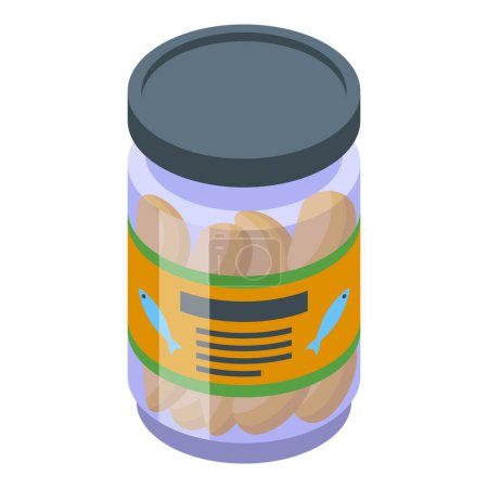 Illustration for Herring jar icon isometric vector. Ocean fish. Seafood store - Royalty Free Image