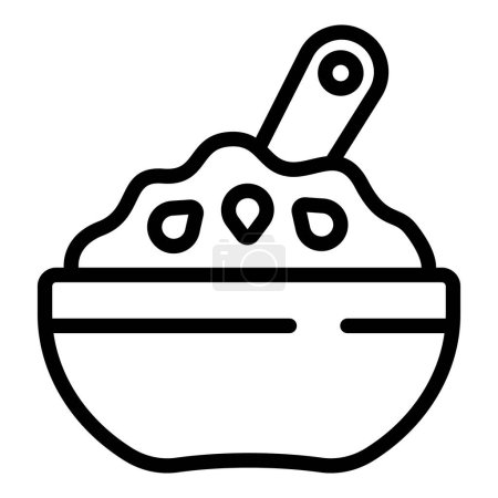 Illustration for Buckwheat bowl icon outline vector. Plant cereal. Organic botany - Royalty Free Image