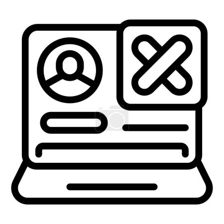 Illustration for Laptop delete account icon outline vector. Web service. Profile avatar - Royalty Free Image